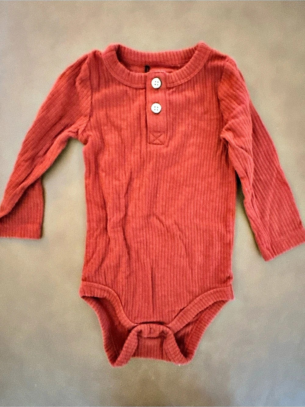Cat & Jack Baby Ribbed Long Sleeve Henley Bodysuit Red 6M-9M